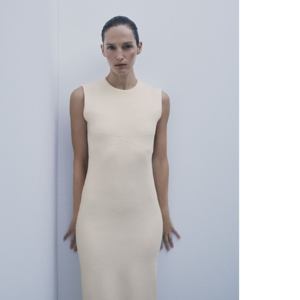 Zara Cream Fitted Dress XS/Small